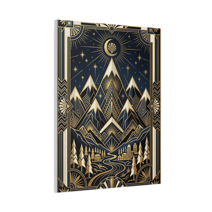 Art Deco Golden Alpine Skyline Wall Art & Canvas Print