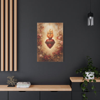 Sacred Heart Floral Devotional Wall Art & Canvas Print
