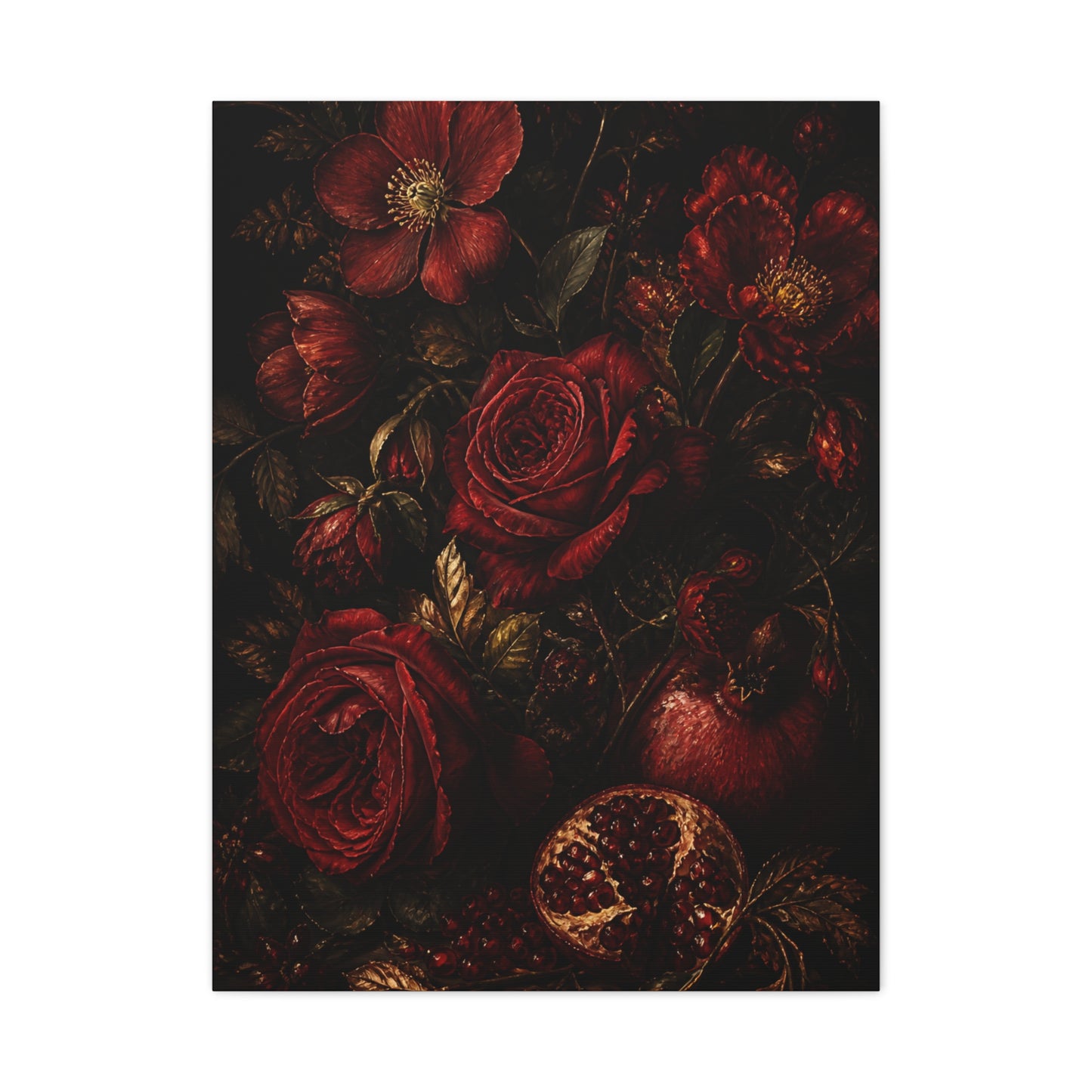 Dark Red Botanical Still Life Wall Art & Canvas Print