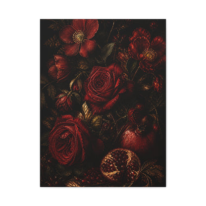 Dark Red Botanical Still Life Wall Art & Canvas Print
