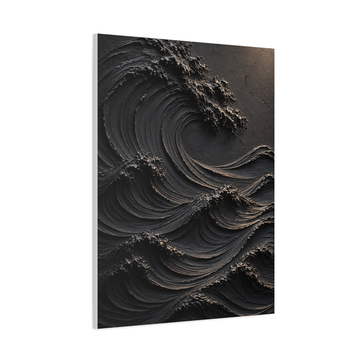 Matte Black Sculptural Ocean Motion Wall Art & Canvas Print