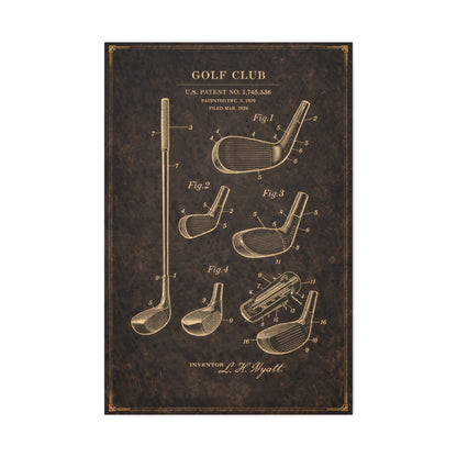 Antique Golf Club Patent Diagram Wall Art & Canvas Print