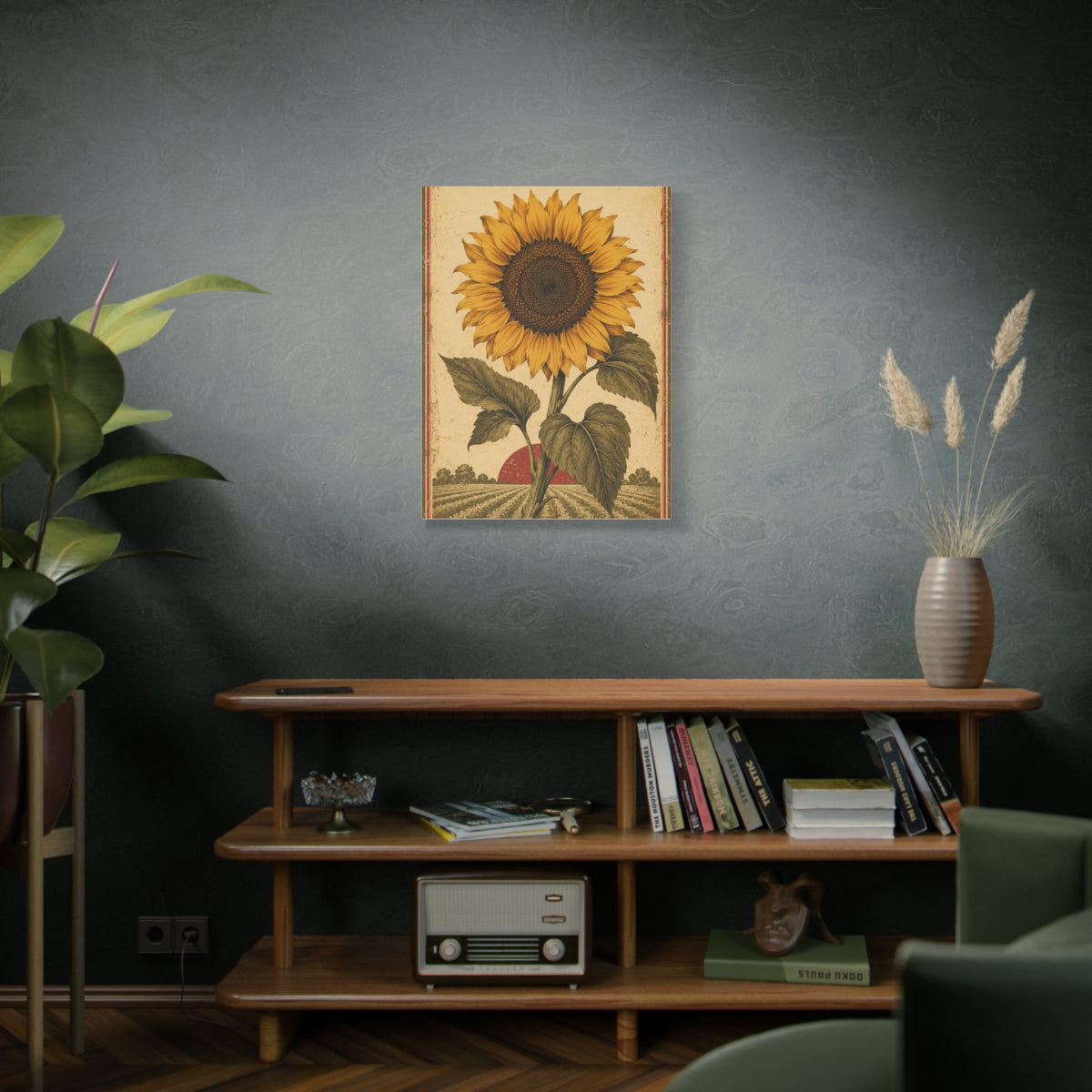 Heritage Field Sunflower Illustration Wall Art & Canvas Print