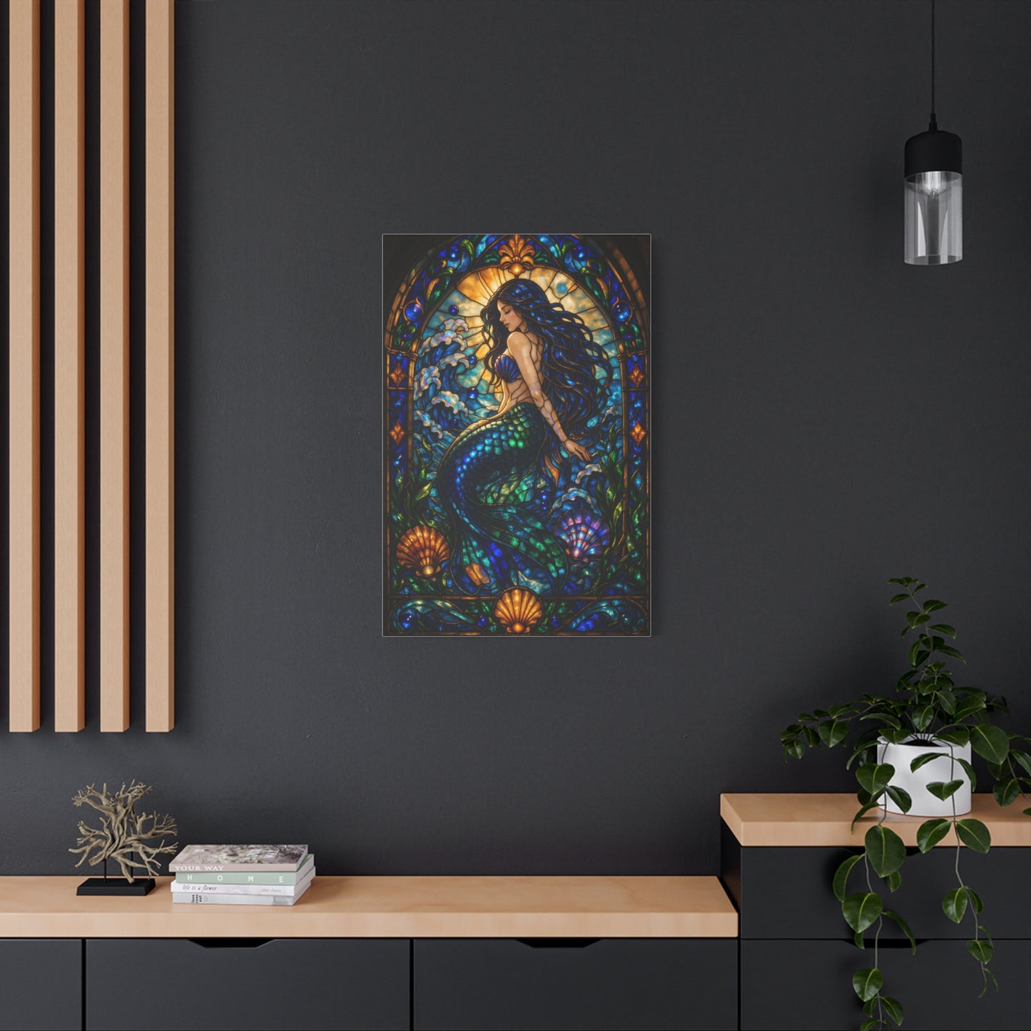 Stained Glass Ocean Siren Wall Art & Canvas Print