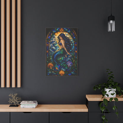 Stained Glass Ocean Siren Wall Art & Canvas Print