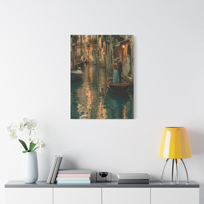 Venetian Canal Romance Couple Wall Art & Canvas Print