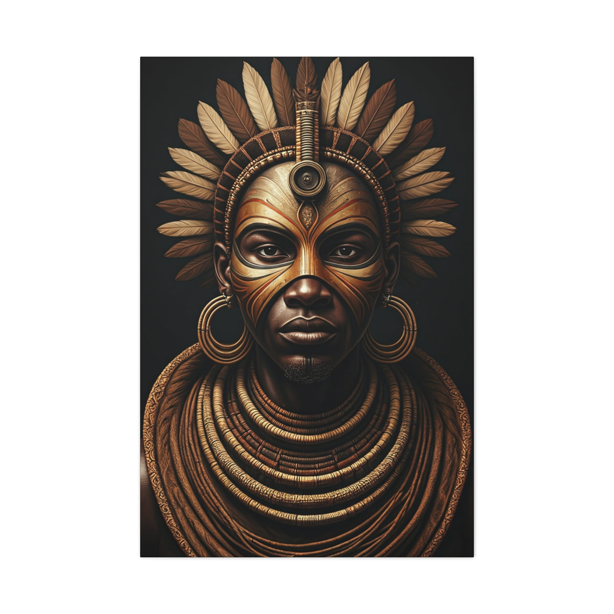 Golden Tribal Empress Portrait Wall Art & Canvas Prints
