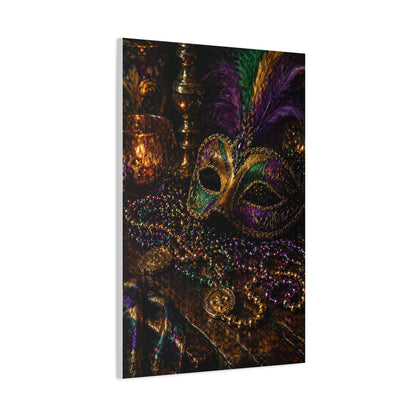 Mardi Gras Mask & Beads Still Life Wall Art & Canvas Print