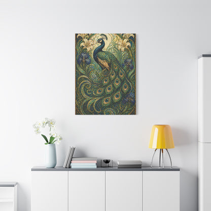 Art Nouveau Ornamental Peacock Garden Wall Art & Canvas Print