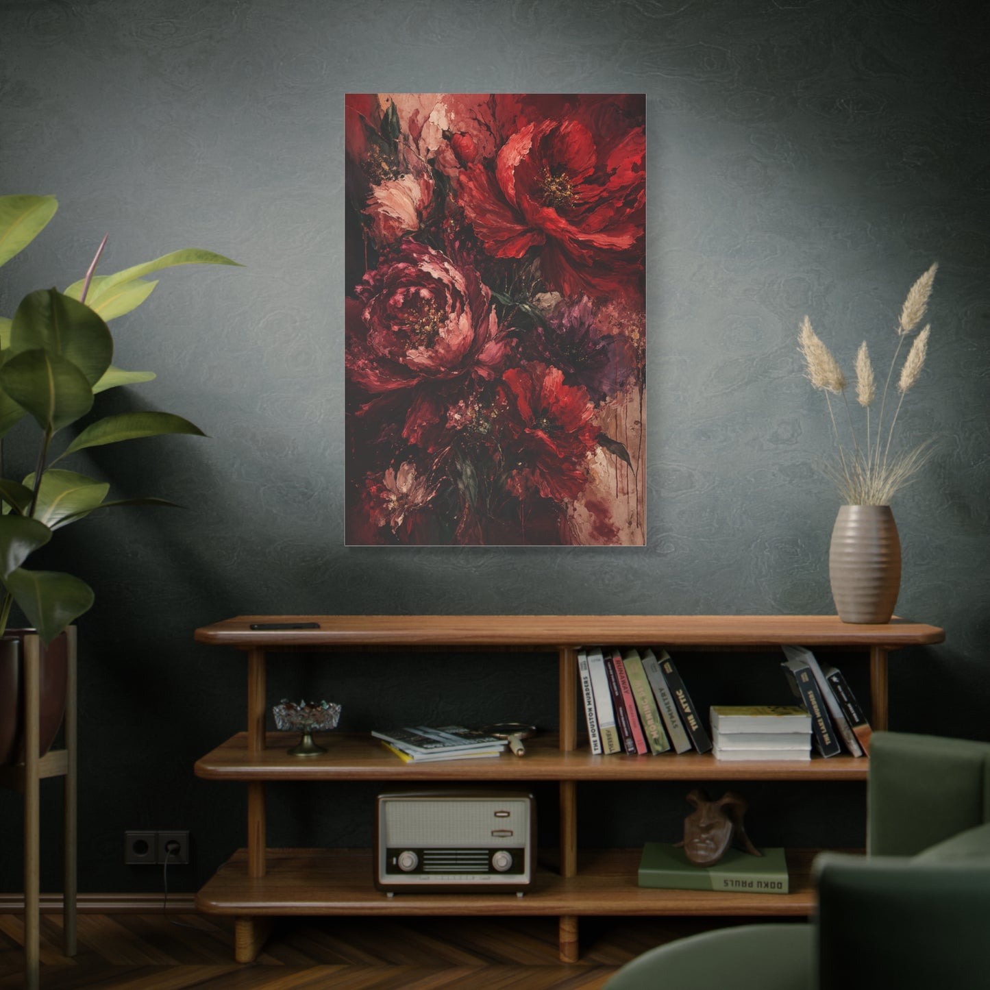 Red Floral Expressionist Painting Wall Art & Canvas Print
