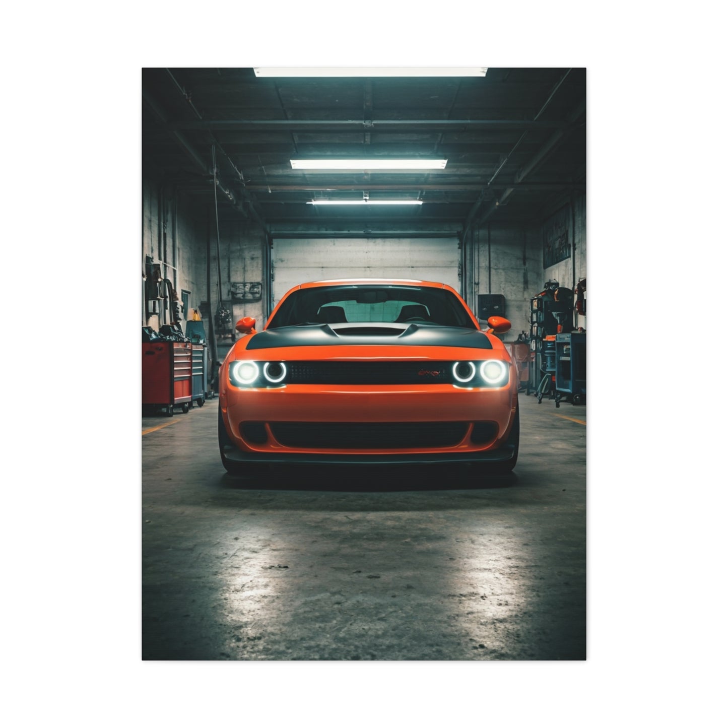 Dodge Challenger Demon Industrial Garage Presence Wall Art & Canvas Prints
