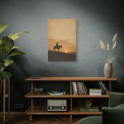 Vintage Cowboy Sunset Horizon Scene Wall Art & Canvas Print