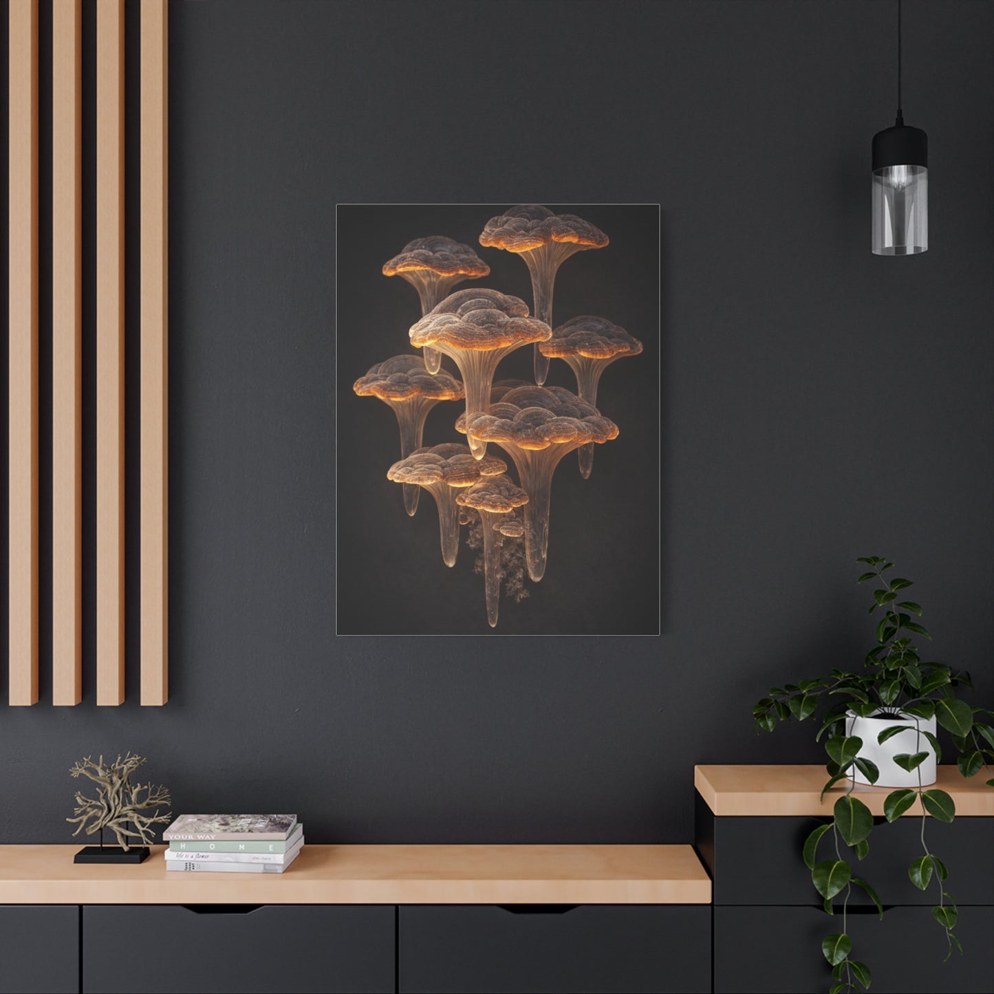 Luminous Amber Lingzhi Sculpture Study Wall Art & Canvas Print