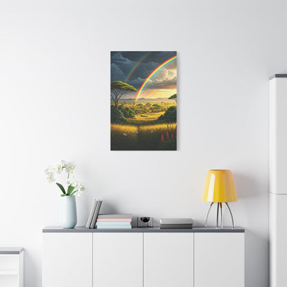 Rainbow Over African Savannah Landscape Wall Art & Canvas Prints
