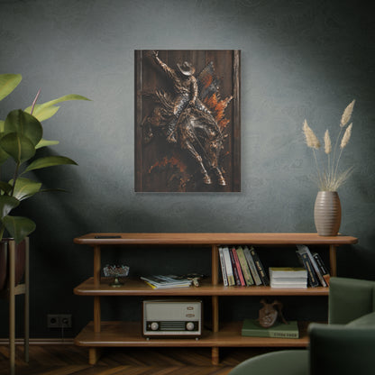 Rodeo Bronc Rider Metal Relief Panel Wall Art & Canvas Print