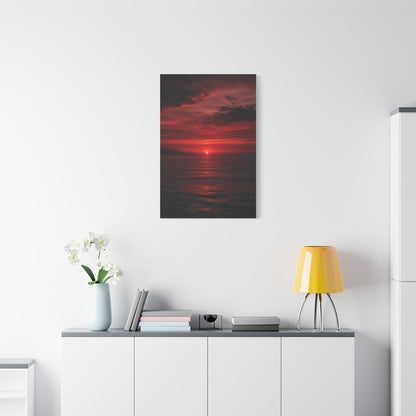 Crimson Sunset Seascape Wall Art & Canvas Print