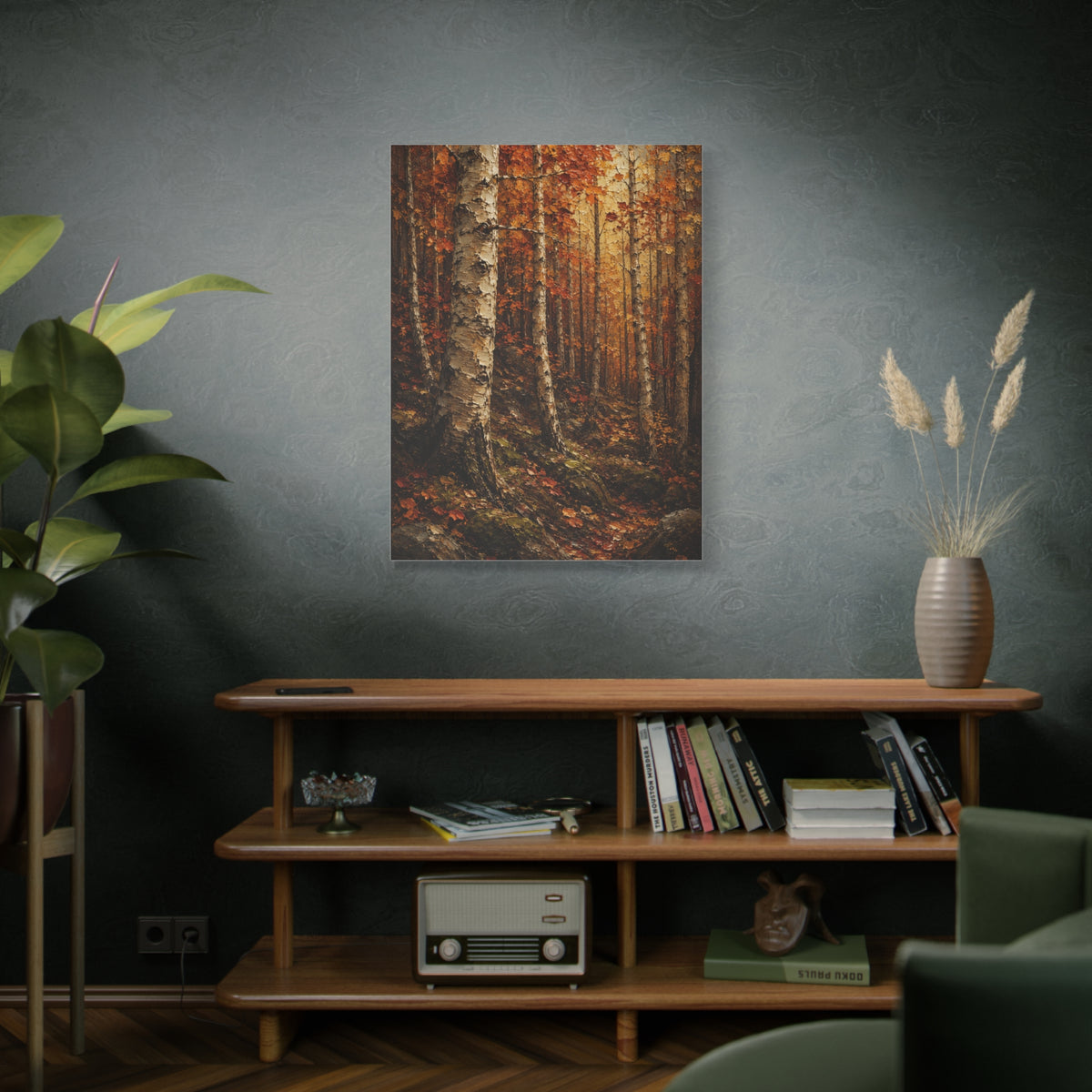 Autumn Birch Forest Painterly Path Trees Wall Art & Canvas Print