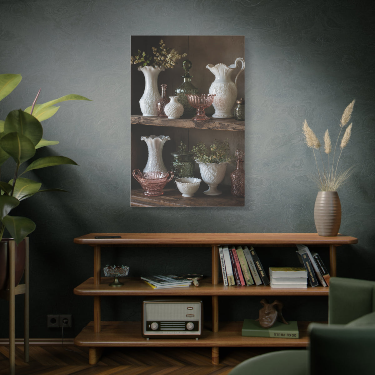 Antique Glassware Still Life Shelf Display Wall Art & Canvas Print