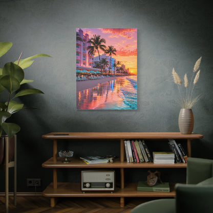 Miami Beach Art Deco Sunset Wall Art & Canvas Print