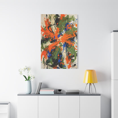Expressionist Orange Burst Action Painting Wall Art & Canvas Print