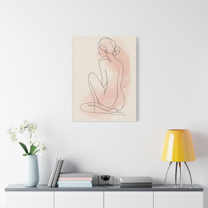 Minimal Blush Line Figure Wall Art & Canvas Print