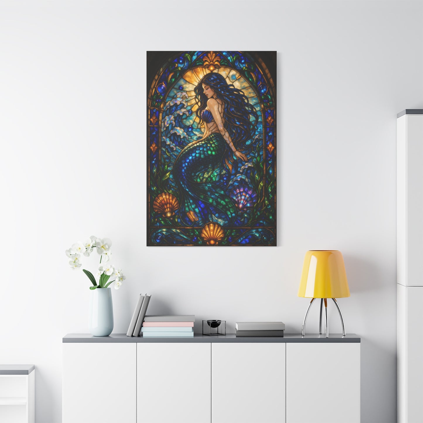 Stained Glass Ocean Siren Wall Art & Canvas Print