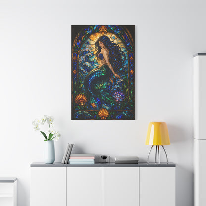 Stained Glass Ocean Siren Wall Art & Canvas Print