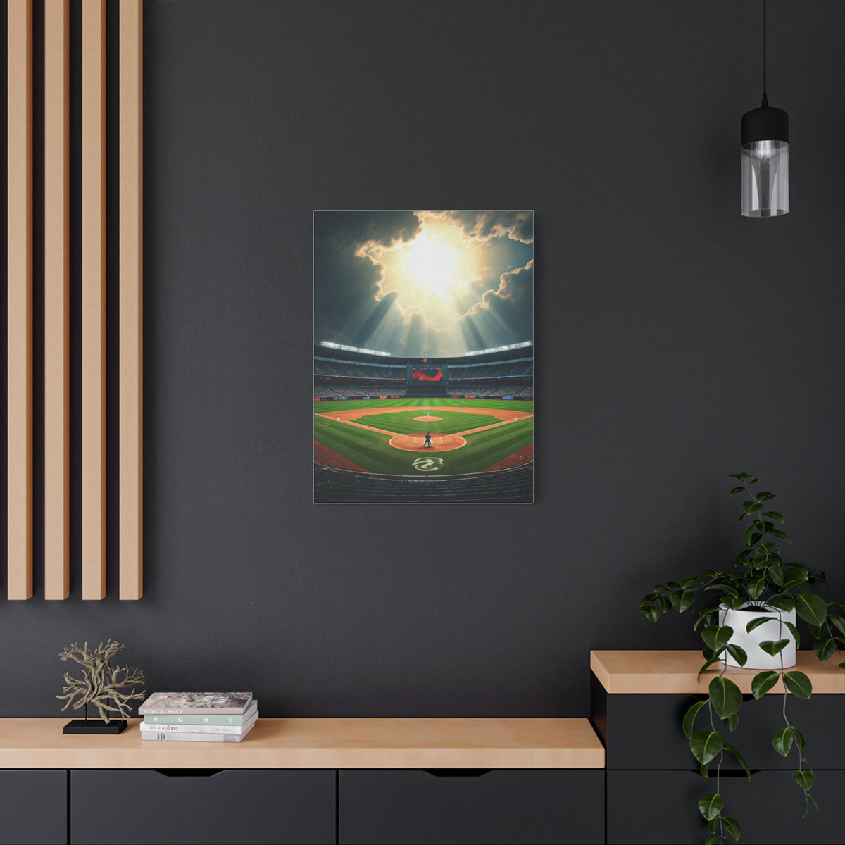 Golden Hour Baseball Field with Team Logo Wall Art & Canvas Prints