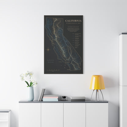 California Hydrological Map Wall Art & Canvas Print