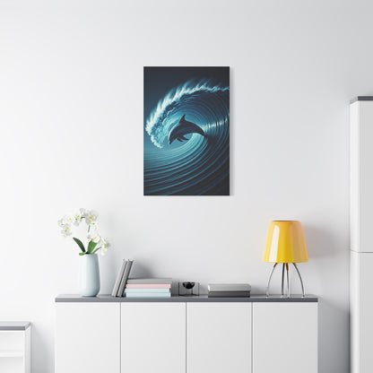 Dolphin Within Ocean Wave Motion Wall Art & Canvas Prints