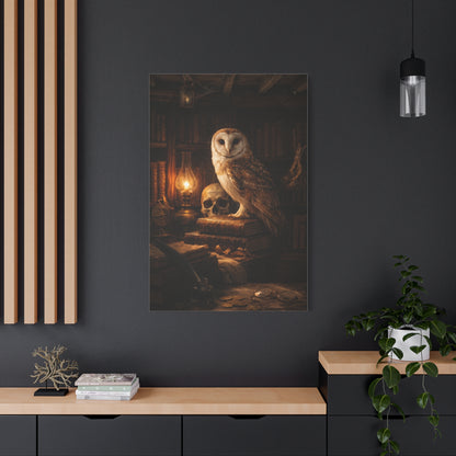 Dark Academia Majestic Barn Owl Library Study Wall Art & Canvas Print