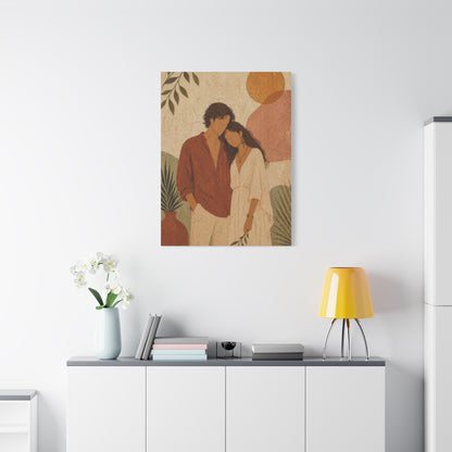 Bohemian Faceless Couple Portrait Wall Art & Canvas Print
