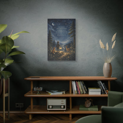 Joshua 1:9 Courage Night Path Scripture Wall Art & Canvas Print