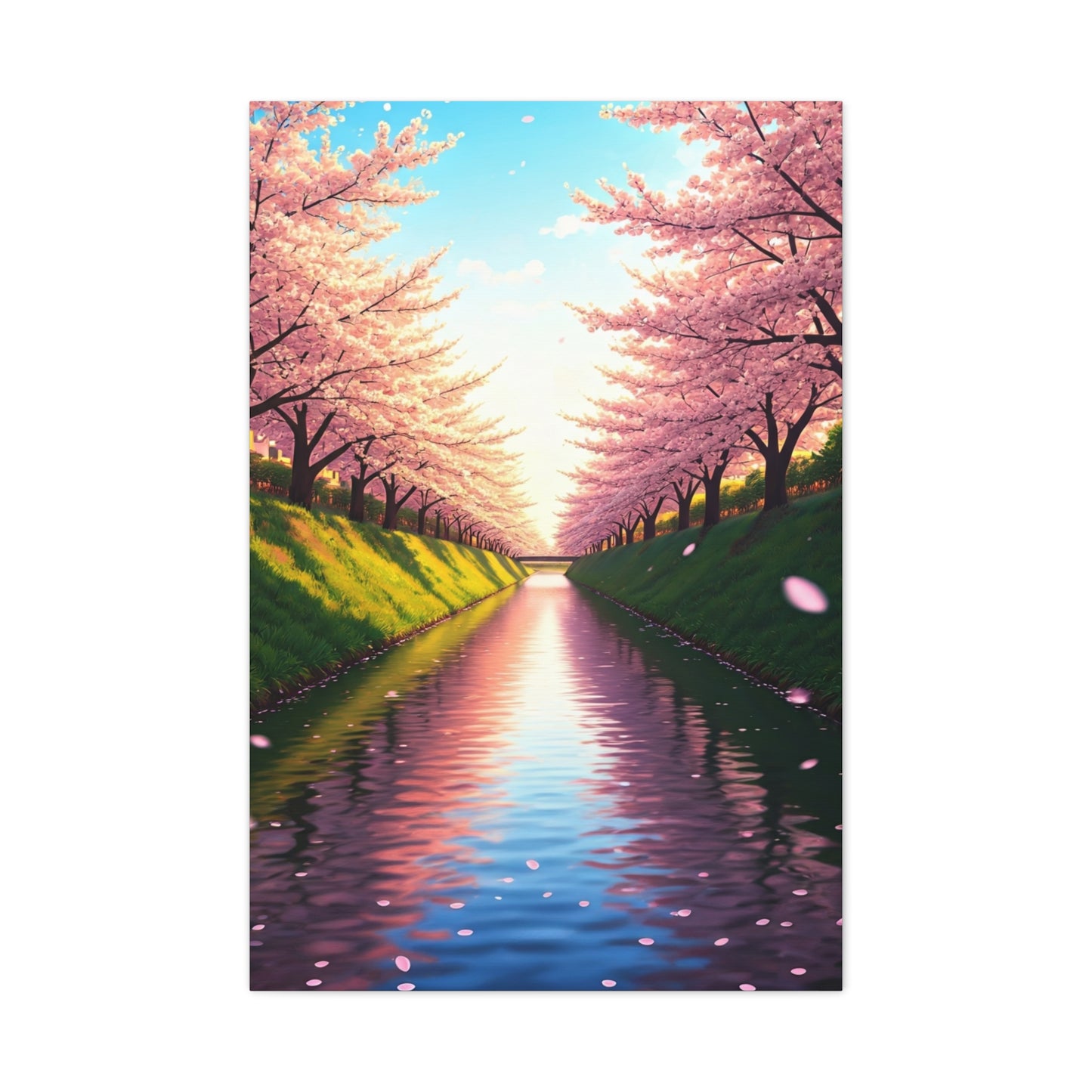 Sakura River Reflection Spring Landscape Wall Art & Canvas Prints