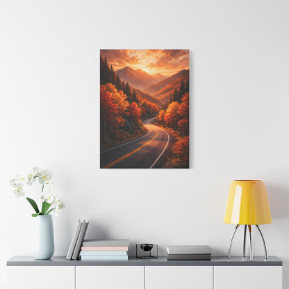Autumn Mountain Road Landscape Wall Art & Canvas Print