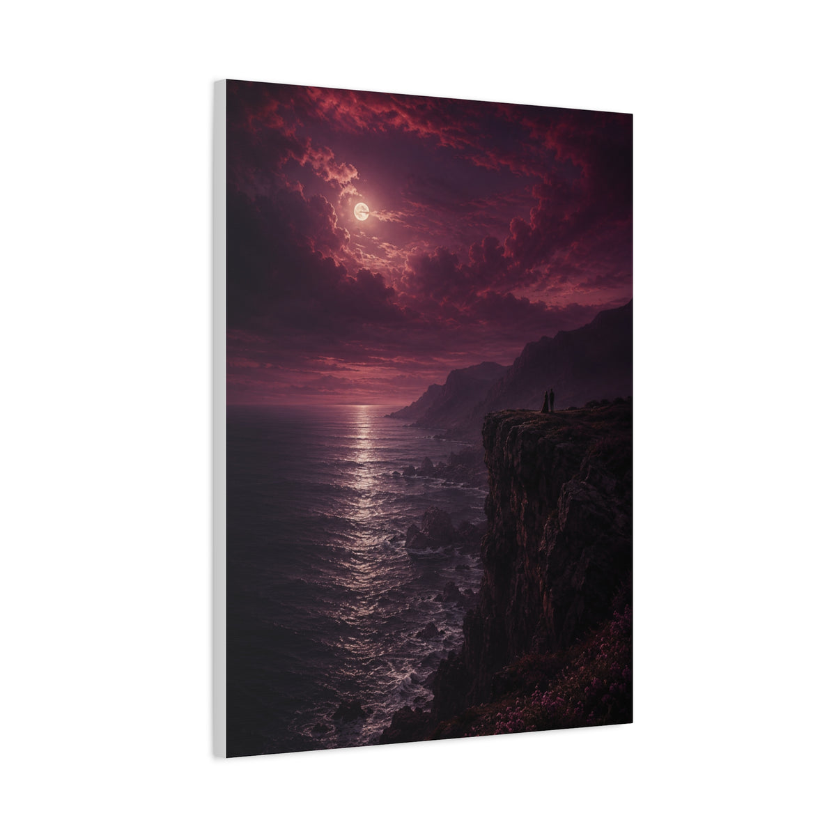 Moonlit Cliffside Love Landscape Wall Art & Canvas Print