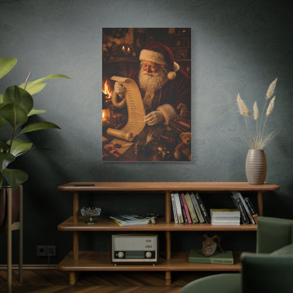 Santa Checking the Christmas List Wall Art & Canvas Print