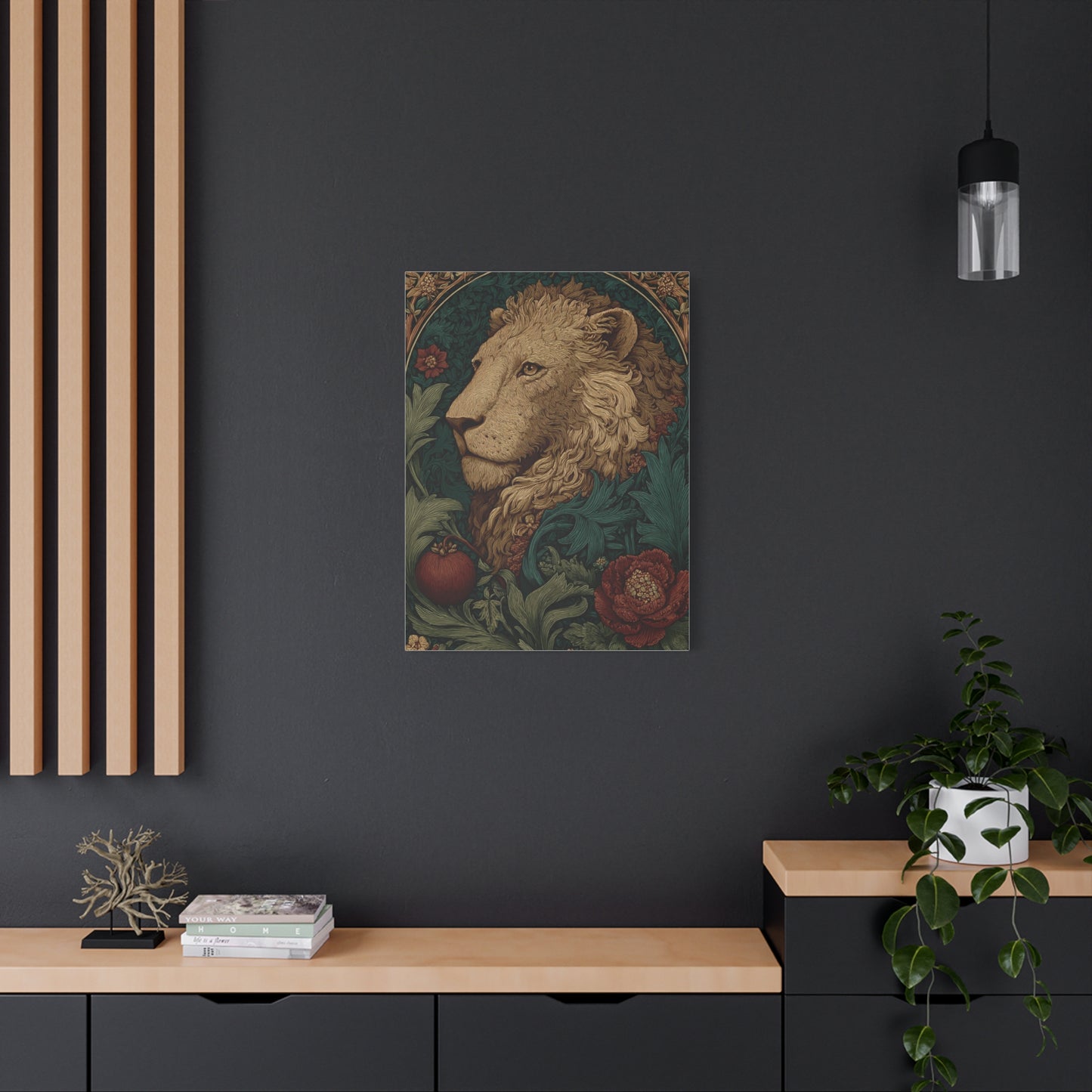 Ornamental Lion Botanical Heritage Wall Art & Canvas Print