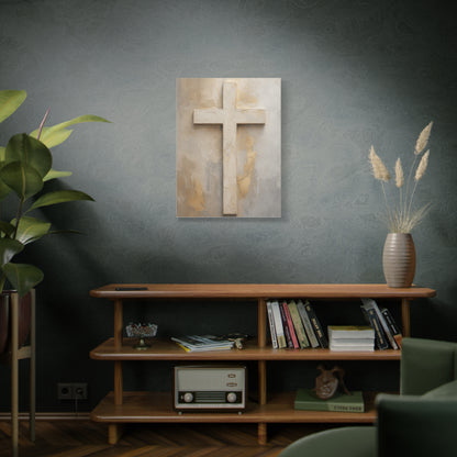 Minimal Ivory Christian Cross Wall Art & Canvas Print