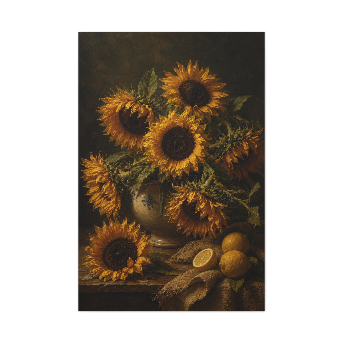 Old Master Sunflower Still Life Wall Art & Canvas Print