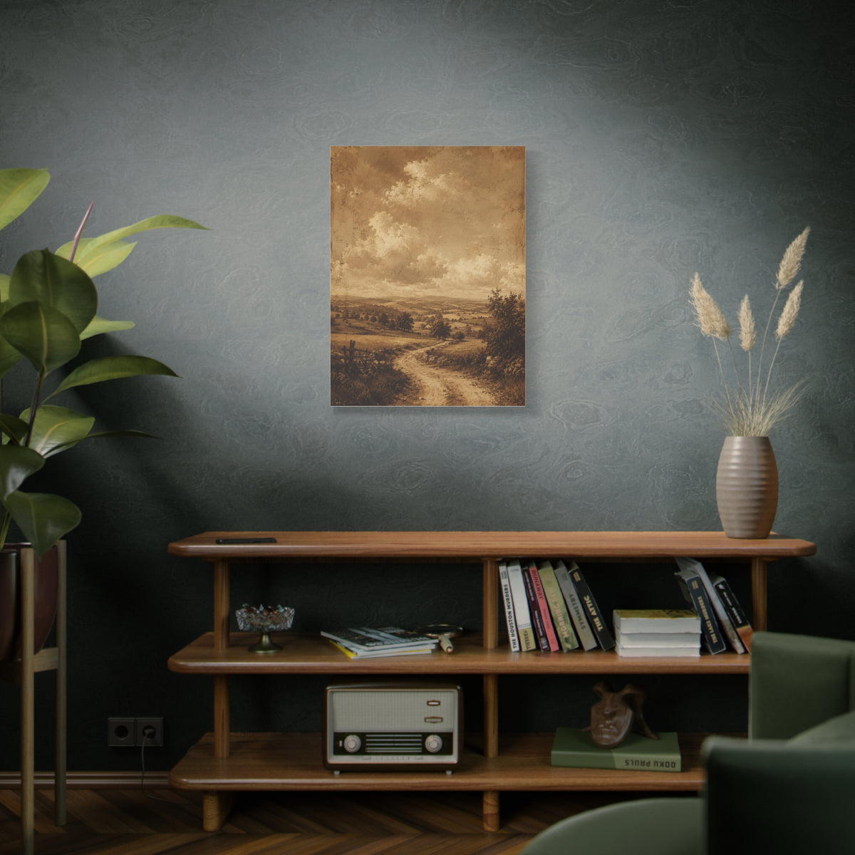 Sepia Countryside Path Panorama Wall Art & Canvas Print