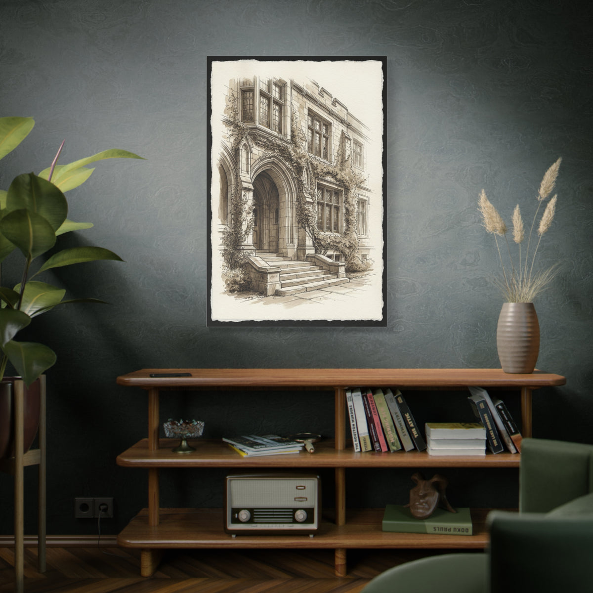Ivy-Covered Collegiate Arch Sketch Wall Art & Canvas Print