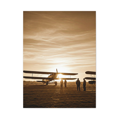 Vintage Airfield Sunset Silhouette Wall Art & Canvas Prints