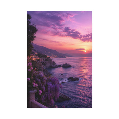 Violet Coastal Sunset Landscape Wall Art & Canvas Print