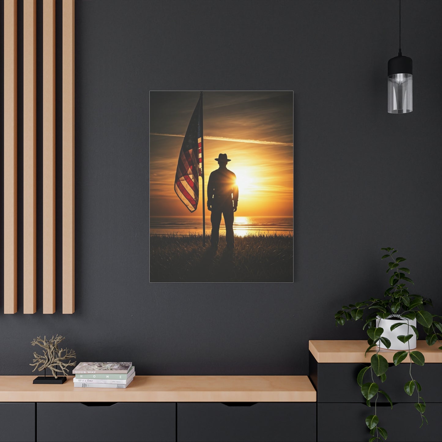 Sunset Veteran Tribute Flag Wall Art & Canvas Prints