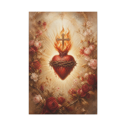 Sacred Heart Floral Devotional Wall Art & Canvas Print