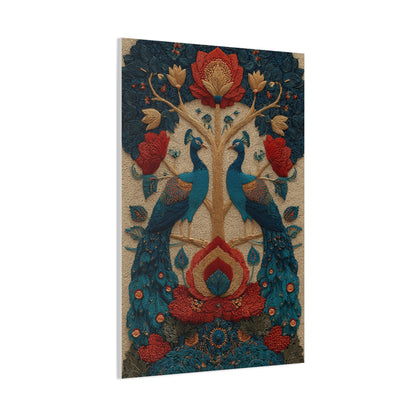 Folk Peacock Tree of Life Wall Art & Canvas Print