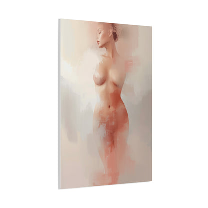 Blush Veil Figure Abstraction Wall Art & Canvas Print