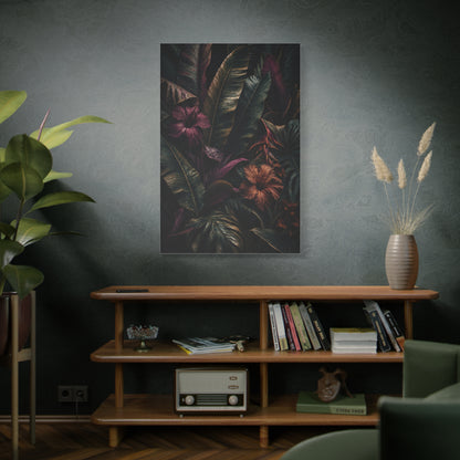 Dark Botanical Hibiscus Jungle Tropical Wall Art & Canvas Print