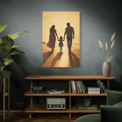 Golden Family Silhouette Sunset Wall Art & Canvas Print
